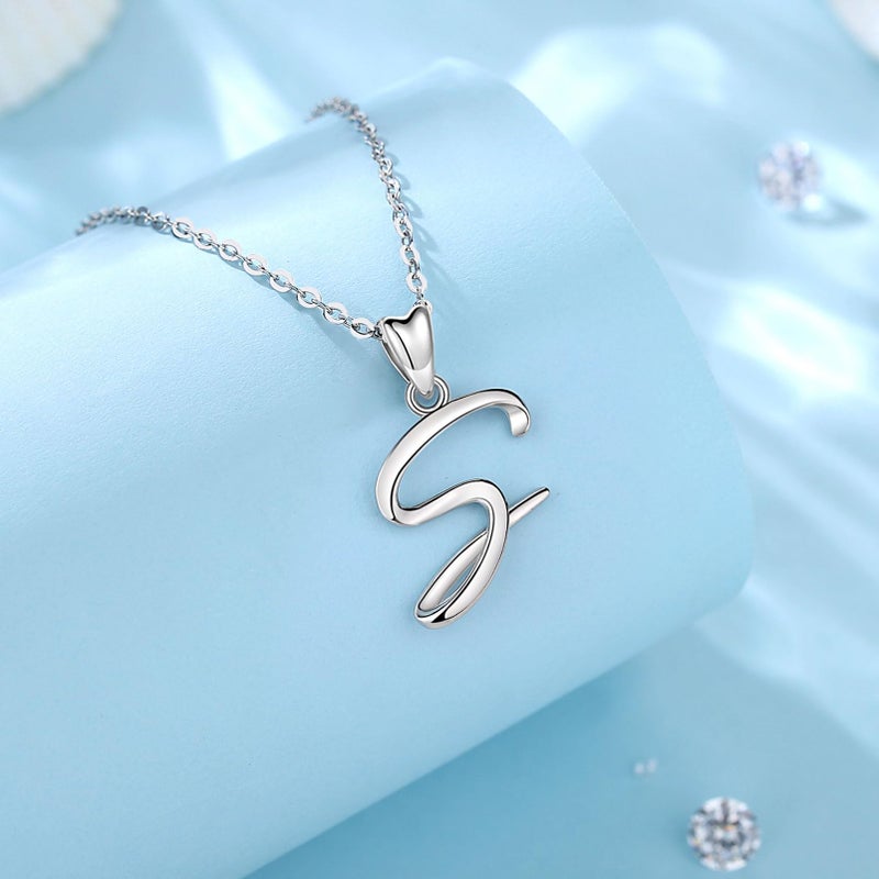 EUDORA Sterling Silver Initial Necklaces for Women, S Letters Alphabet Personalized Charm Pendant Initial Necklace with 18inch O-Ring Chain, S - Image 2